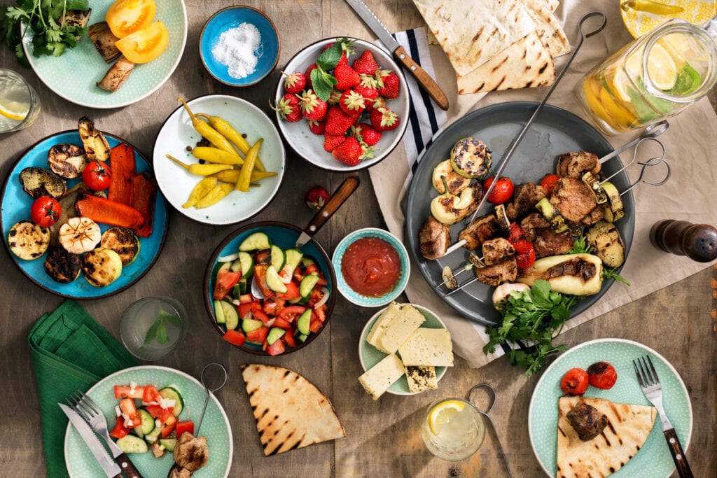 table with healthy foods to help bring back late period or missed period. 